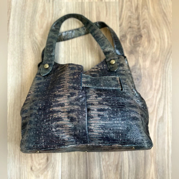 Diane Von Furstenberg Green Reptile Leather Double Strap Bag w/ Matching Pouch - Picture 8 of 8